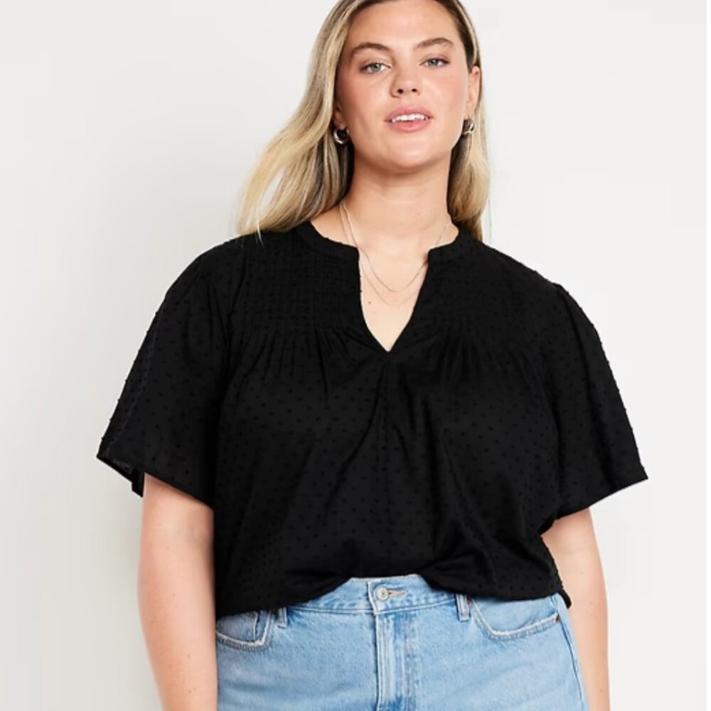Old Navy Flutter-Sleeve Swiss Dot Top